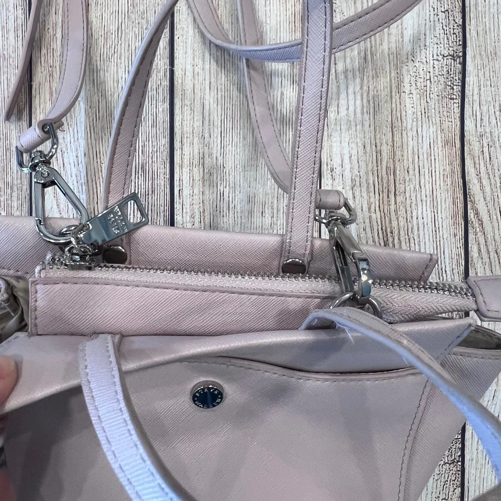 Steve Madden Dusty Pink Saffiano Vegan‎ Leather Winged Satchel Crossbody Bag